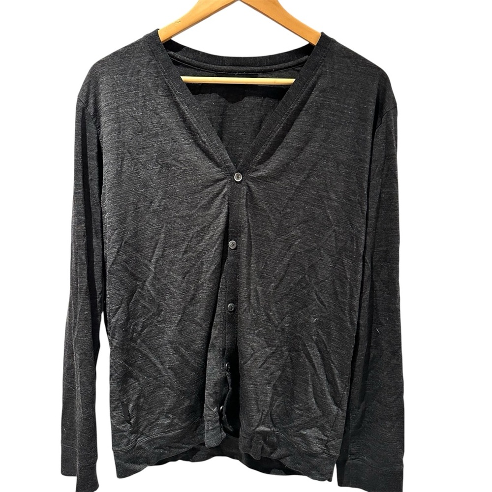 Icebreaker Cool-Lite Merino Wool Cardigan Men Size M Charcoal Grey